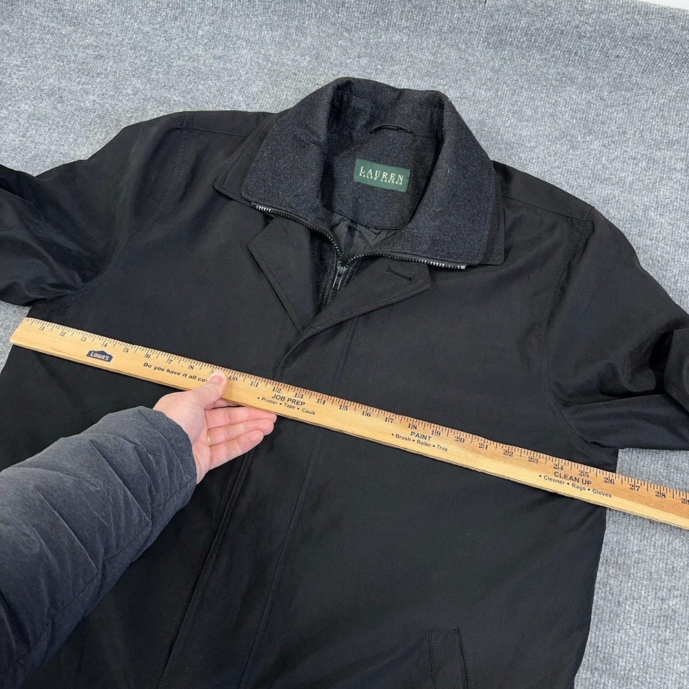 Ralph Lauren Trench Coat Men 44R Black Microfiber Full Zip Removable Liner *READ - Picture 12 of 14